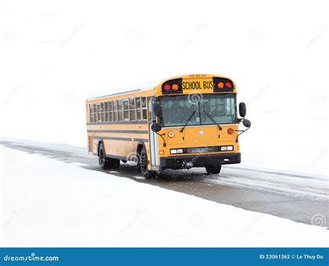 School Bus In Snow Stock Photography Image 23061362