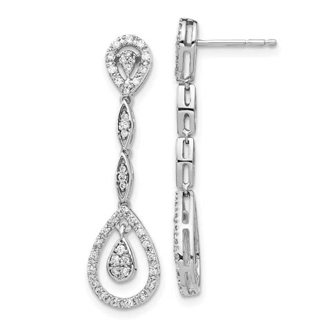 13 Ct Natural Diamond Tear Drop Dangle Earrings In 14k White Gold Certain To Delight T