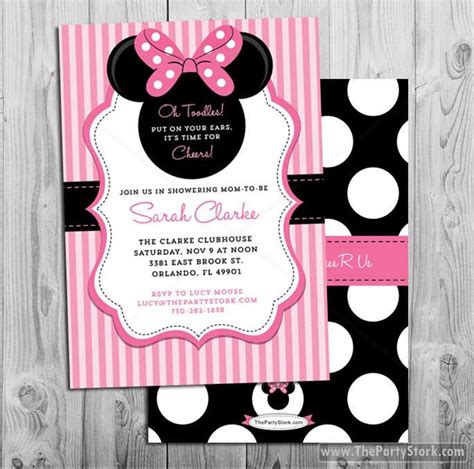 Minnie Mouse Baby Shower Invitations Printable Minnie Mouse Etsy