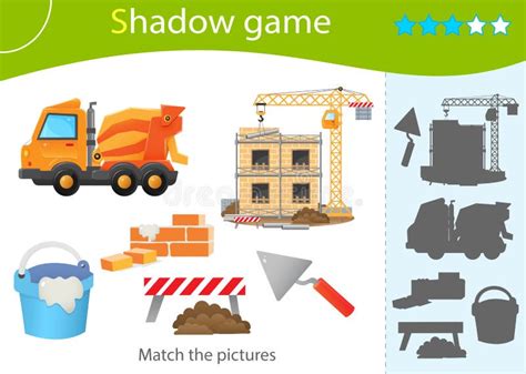 Shadow Game For Kids Match The Right Shadow Stock Vector