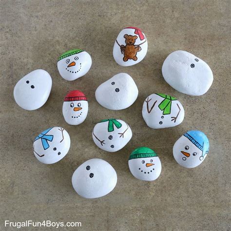 Snowman Painted Rocks Build A Snowman Frugal Fun For Boys And