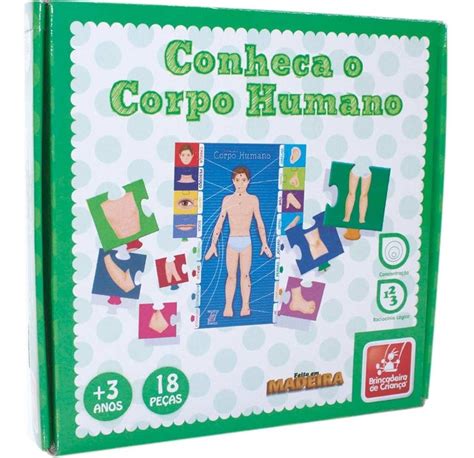 Brinquedo Jogo Educativo Conheça Corpo Humano 18 Pçs Madeira