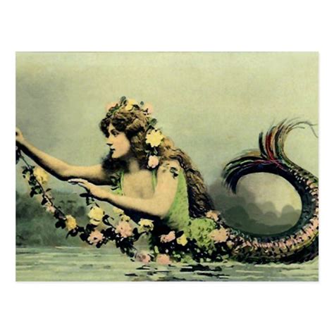 Mermaid And Roses Postcard Vintage Mermaid Mermaid Art