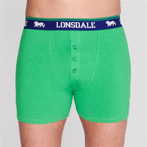 Lonsdale Mens 2 Pack Boxers Boxer Underwear Block Colour Elasticated