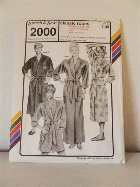 Classic Robe Pattern Uncut Stretch And Sew Pattern 2000 Ann Etsy Robe