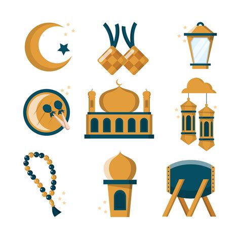 Eid Mubarak Icon Set 2072280 Vector Art At Vecteezy