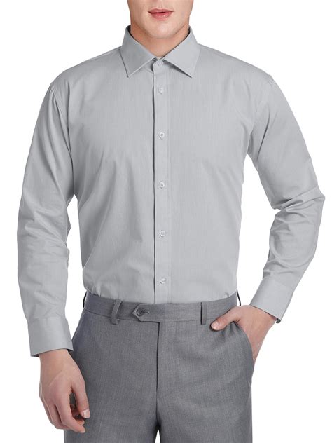 Mens Dress Shirts Slim Fit Long Sleeve Solid Spread Collar Cotton