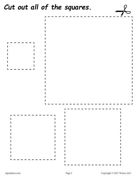 Squares Cutting Worksheet Squares Tracing And Coloring Page Supplyme