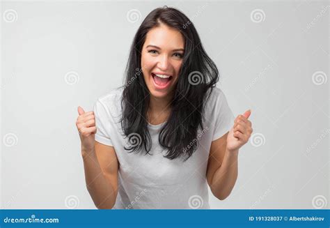 Portrait Of Beautiful Young Woman Screaming With Pleasure Stock Image
