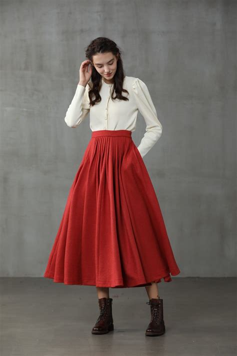 Wool Skirt Winter Skirt Midi Skirt Wool Circle Skirt Etsy Midi Circle