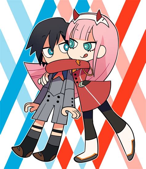 Chibi Zero Two Hugging Chibi Hiro Rdarlinginthefranxx