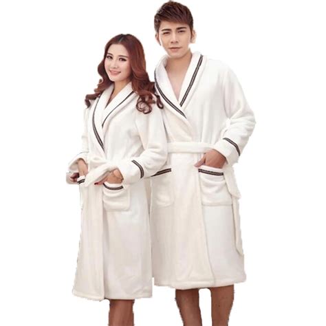 Winter Long Bathrobe Couple Flannel Nightdress Warm Bath Robe Kimono