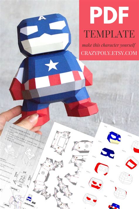 A Low Poly Papercraft Model Of Captain America Superhero From Popular