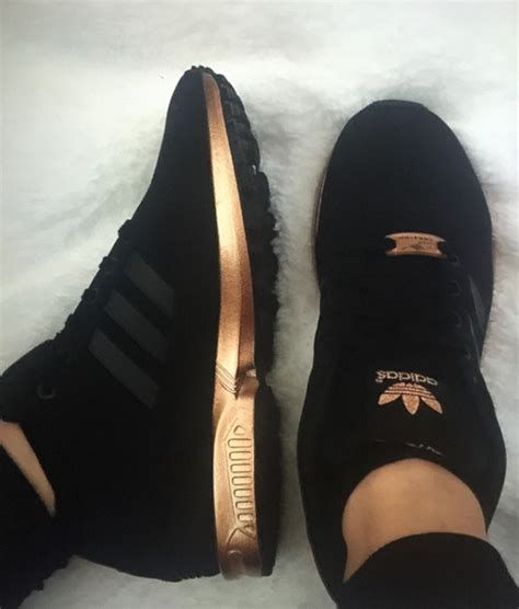 Womens Adidas Zx Flux Core Black Copper Rose Gold Bronze S Limited