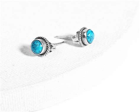 Buy Certified Turquoise Twisted Rope Stud Earrings Gempro