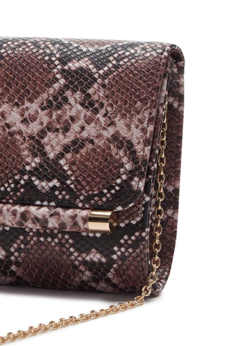 Snakeskin Print Foldover Clutch Bag In Pink Roman Originals Uk