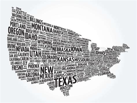 Usa Map Word Cloud Collage Stock Vector Colourbox