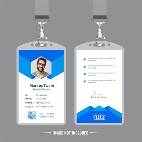 Blue Employee Id Card Design Template Vector Premium Download