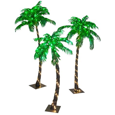 Curved Led Lighted Palm Tree With Green Canopy Yard Envy