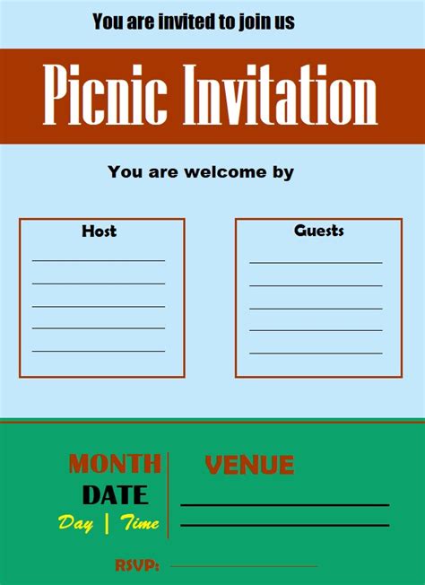 Picnic Invitation Template Ms Word Free Word And Excel Templates