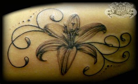 Lily With Swirls By State Of Art Tattoo On Deviantart Girly Tattoos