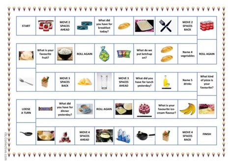 Food Board Game English Esl Worksheets Pdf And Doc