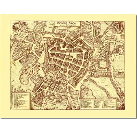 Historischer Stadtplan Leipzig 1637 [Format A 1]