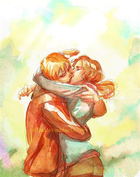 Ron Hermione Kiss By Nillia On Deviantart Harry Potter Art Drawings