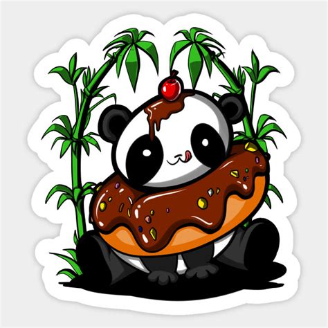 Panda Bear Eating Chocolate Donut Funny Kawaii Panda Eating Donut