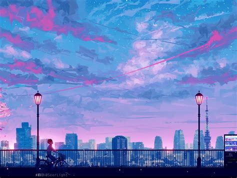 Anime City Scenery Wallpaper In 1024x768 Resolution