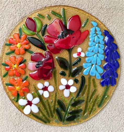 Fused Glass Flowers Arte Con Vidrio Fundido Artesanía De Vidrio De Colores Arte En Vidrio
