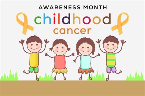 Childhood Cancer Awareness Month Hand Drawn Illustration With Childrens