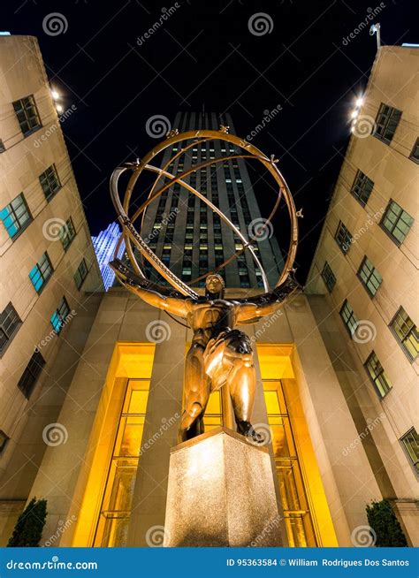 Atlas Statue Rockefeller Center Editorial Stock Image Image Of Avenue