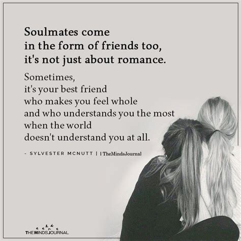 Two Women Hugging Each Other With The Quote Soulmates Come In The Form