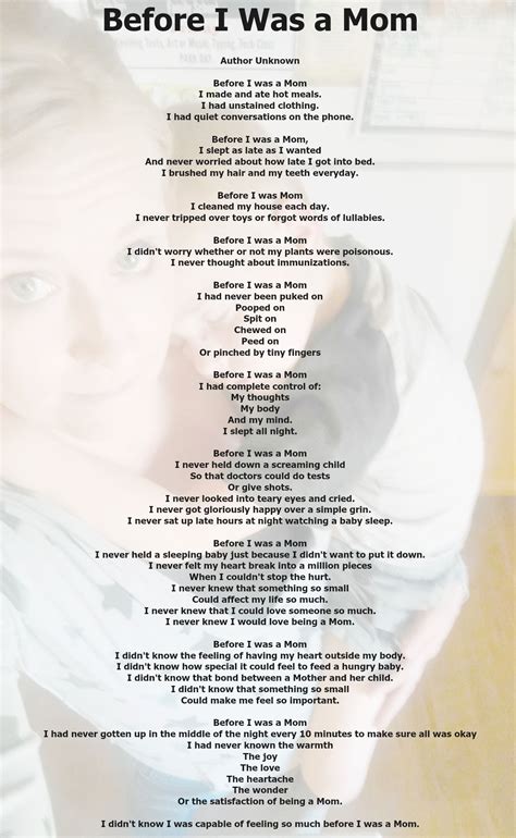 Before I Was A Mom Free Printable Mom Poems Poem And