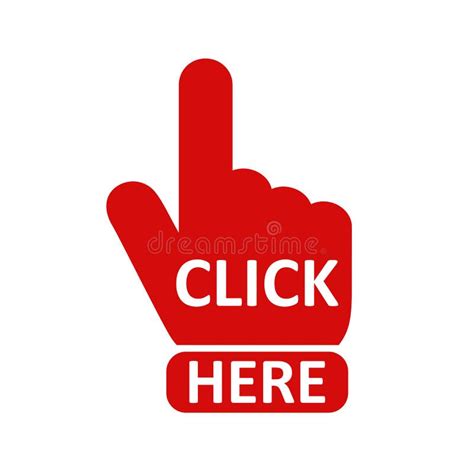 Click Here Button With Hand Pointer Clicking Click Here Web Button