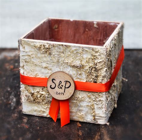 Sparkle And Posy Birch Bark Wedding Centerpiece Container