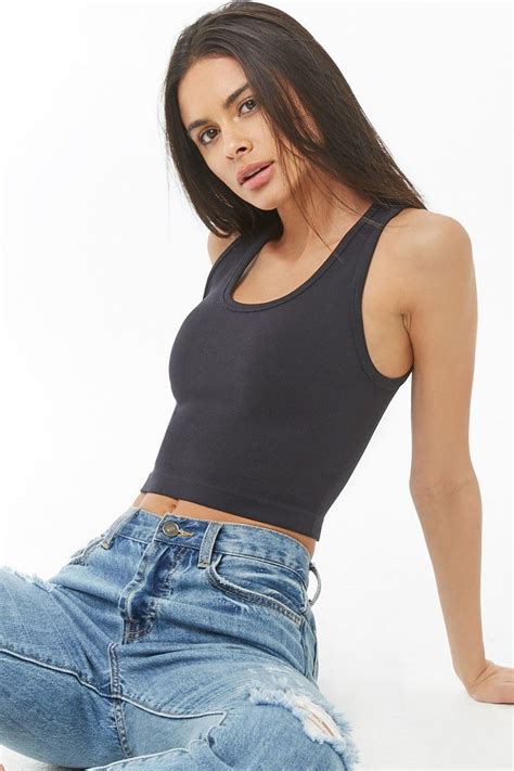 Seamless Scoop Neck Crop Top Forever 21 Attractive Clothing Women Sporty Outfits Sexy