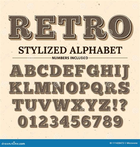 Vintage Typography Vector Font Decorative Retro Alphabet Stock Vector