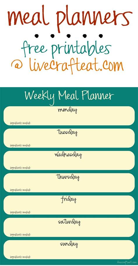 Meal Planning Template Free Download Live Craft Eat Meal Planning