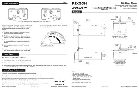 Rixson Assa Abloy 328 Installation Instructions Pdf Download Manualslib