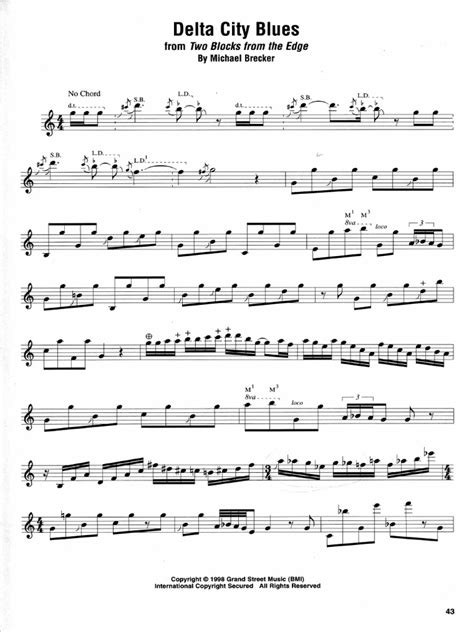 Michael Brecker Delta City Blues Solo Transcription Sheet Pdf