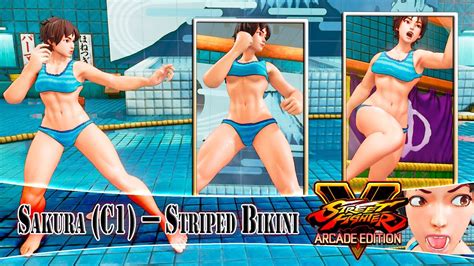 Street Fighter V Mods Sakura Striped Bikini Pc Only Youtube