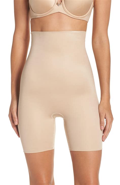 Spanx Spanx Power Conceal Her High Waist Mid Thigh Shorts In Natural Lyst