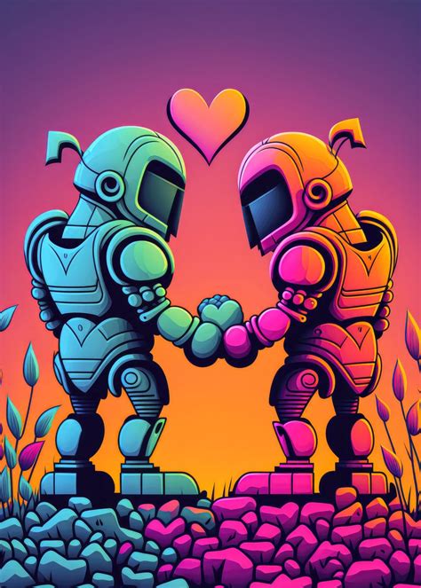 Robot Love Affair Poster Picture Metal Print Paint By Funny Fur