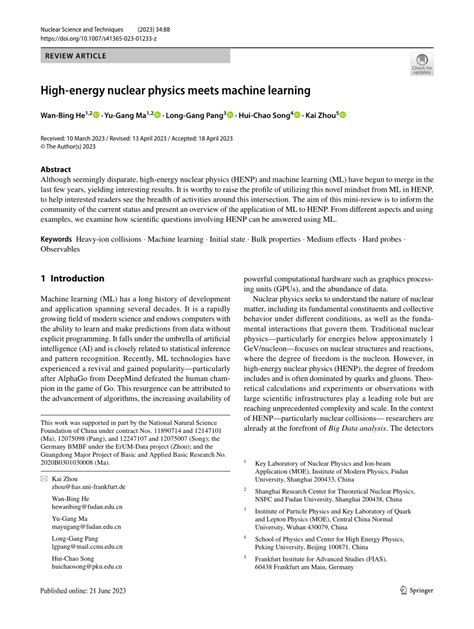 Pdf High Energy Nuclear Physics Meets Machine Learning
