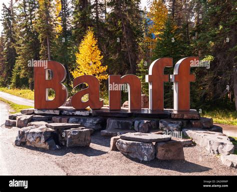 The Banff Sign On Mt Norquay Road As You Enter Town On A Sunny Fall Day