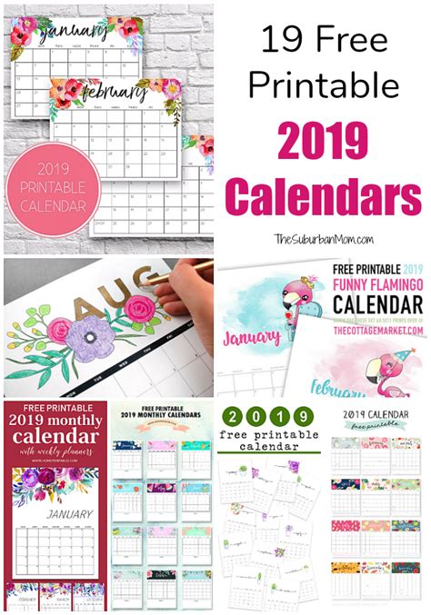 Blank calendars are also here to print & download. 19 Free Printable 2019 Calendars - The Suburban Mom