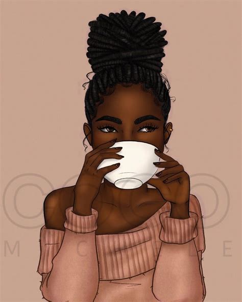 Locs And Lattes African American Fashion Illustration Art Print In