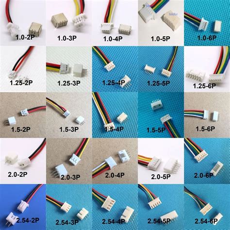 10sets Sh10 Jst125 Zh15 Ph20 Xh254 Connector Femalemale 234567891012p Plug With